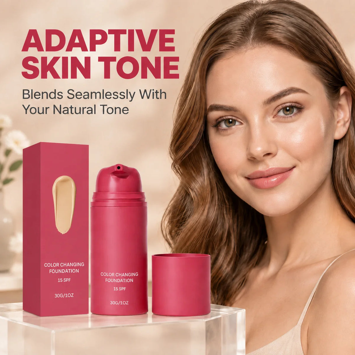 Color Changing Foundation Adaptive Skin Tone Lasting Lightweight Deep Hydrating Moisturizing Natural Finish Liquid Makeup Pre