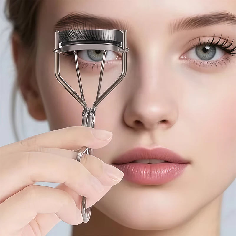 One portable wide-angle eyelash curler for women and girls, a makeup tool for the face and eyes.