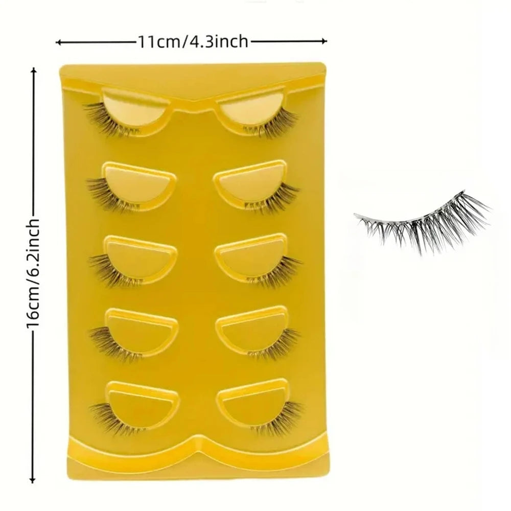 5 Pairs Short Natural Coner Lash Charming Hademade Transparent Clear Band Half Lashes