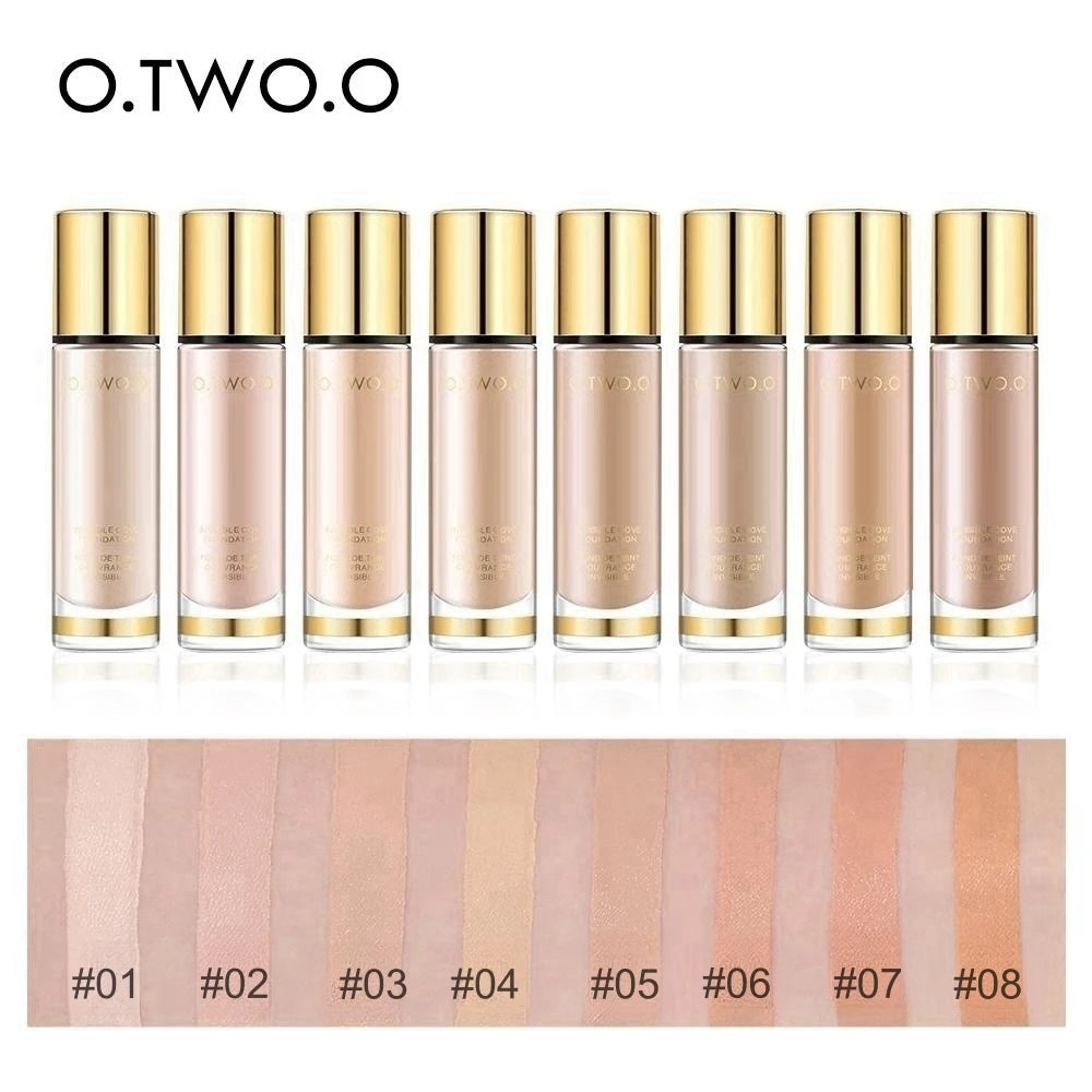 O.TWO.O Liquid Foundation Smooth Invisible Pores Conceal Flawless Makeup Base 8 Colors Waterproof Face Cosmetics 30ml