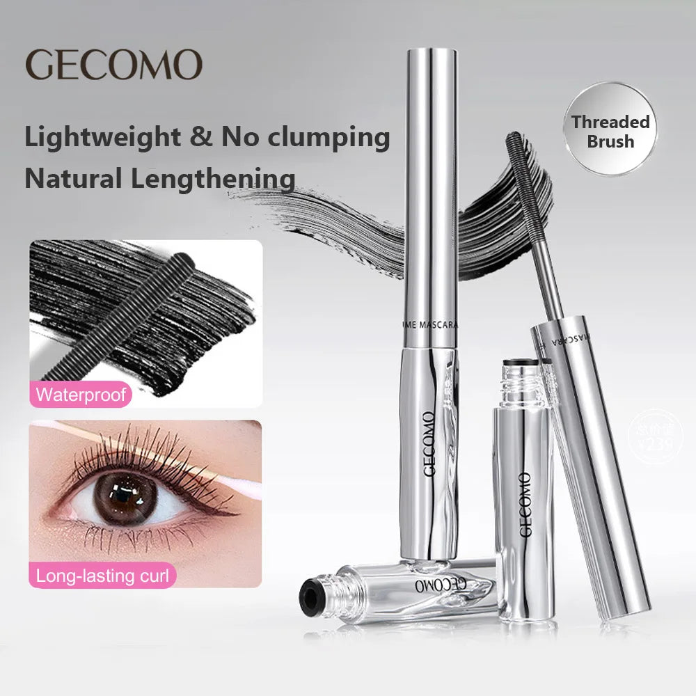 GECOMO Slender＆Dense Mascara Smudge-Proof Long-Lasting Natural Curling Thickening Spiral Brush Mascara