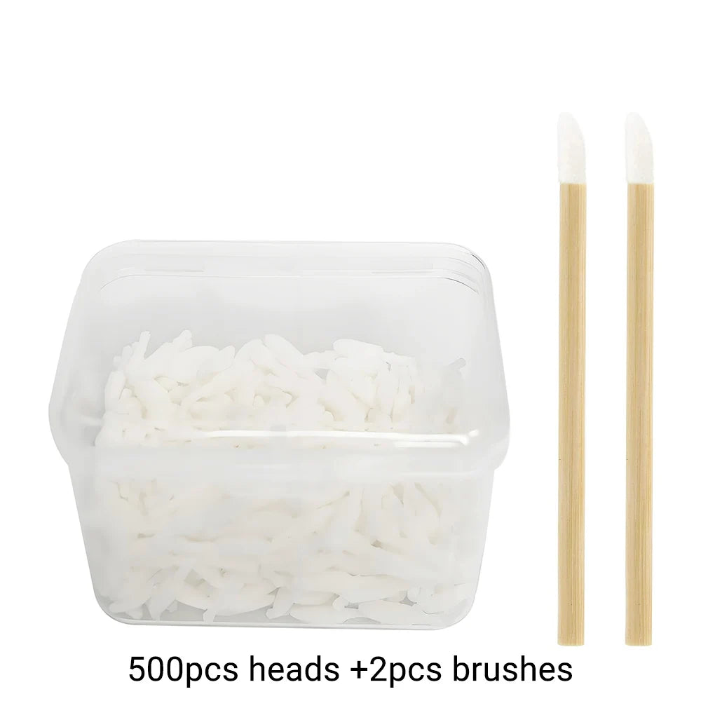500pcs Disposable Lip Brush Fiber Head Lipstick Applicator Makeup Tool for Eyelash Extensions Replacement Brushes