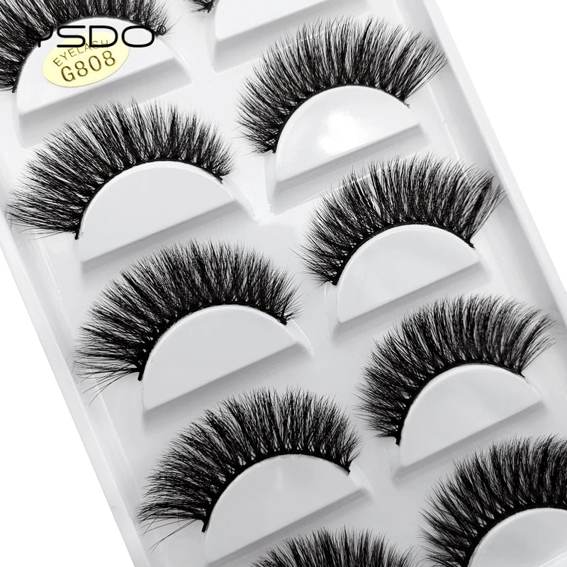 YSDO 5 Pairs False Eyelashes Natural 3d Mink Lashes Hand Made Soft Thick Mink Eyelashes Maquiagem Cilios Makeup Tools Faux Cils