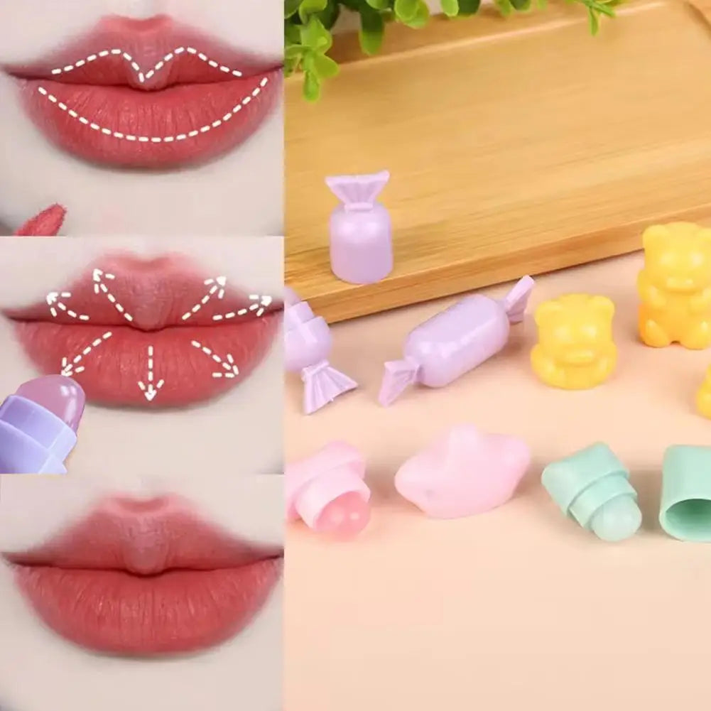 1/4PCS Portable Cartoon Mini Silicone Lip Brush Cute Bear Angled Concealer Brushes Lip Balm Lip Gloss Concealer Make Up Brushes