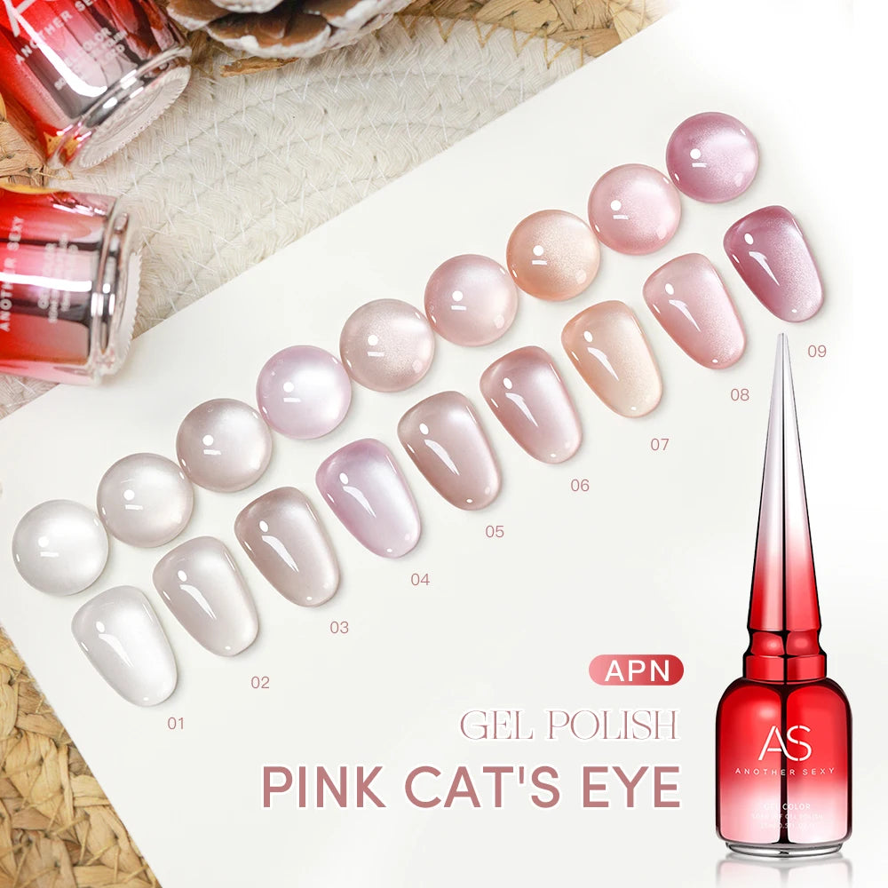 AS Colors Nude Magnetic Cat Eye Gel Nail Polish Pink UV LED Soak Off Gel Varnish Crystal Cat Eye Gel Lacquer Professional Enamel