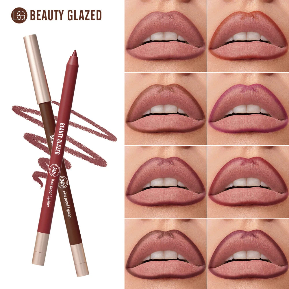 8 Colors Artist Matte Velvet Lip Liner Pencil | Long-Lasting Waterproof, Non-Sticky Matte Finish