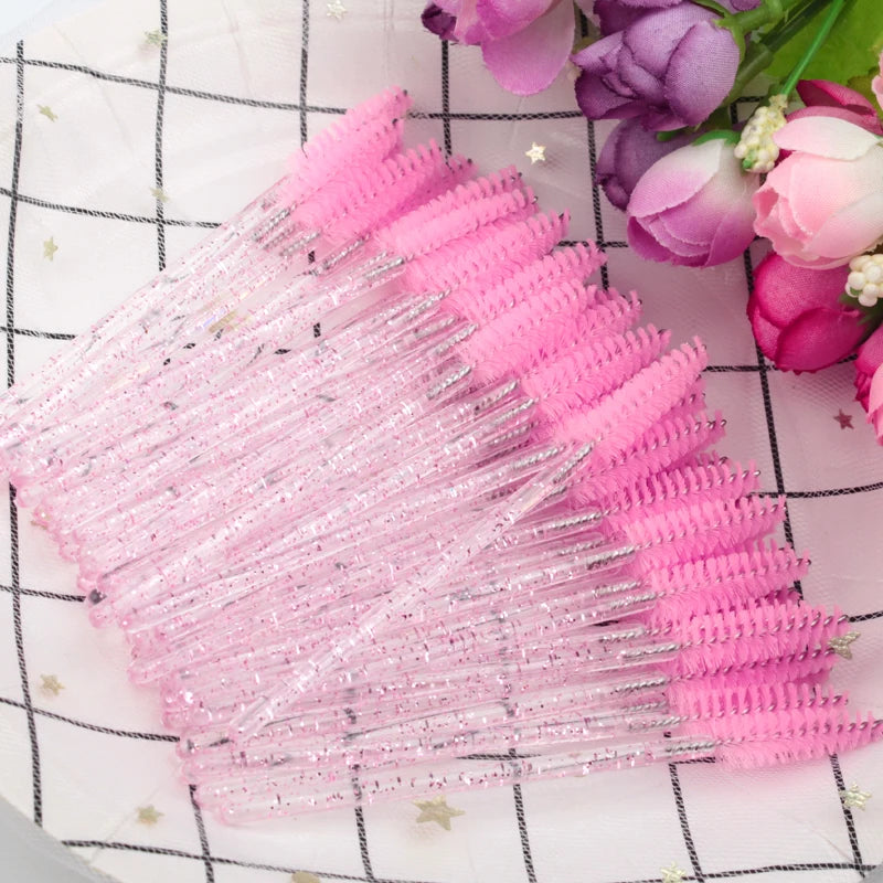 5/25/50Pcs Crystal Eyelashes Brush Mascara Wand Applicator Wholesale Eyelash Brushes Eye Lashes Extensions Beauty Makeup Tools