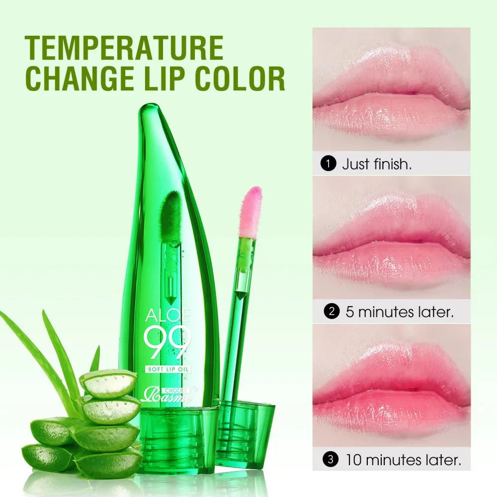 CHOOSE RASME Aloe Vera Moisturising Lip Gloss Warm Feeling Colour Changing Lip Glaze Long Lasting Moisture Lip Oil