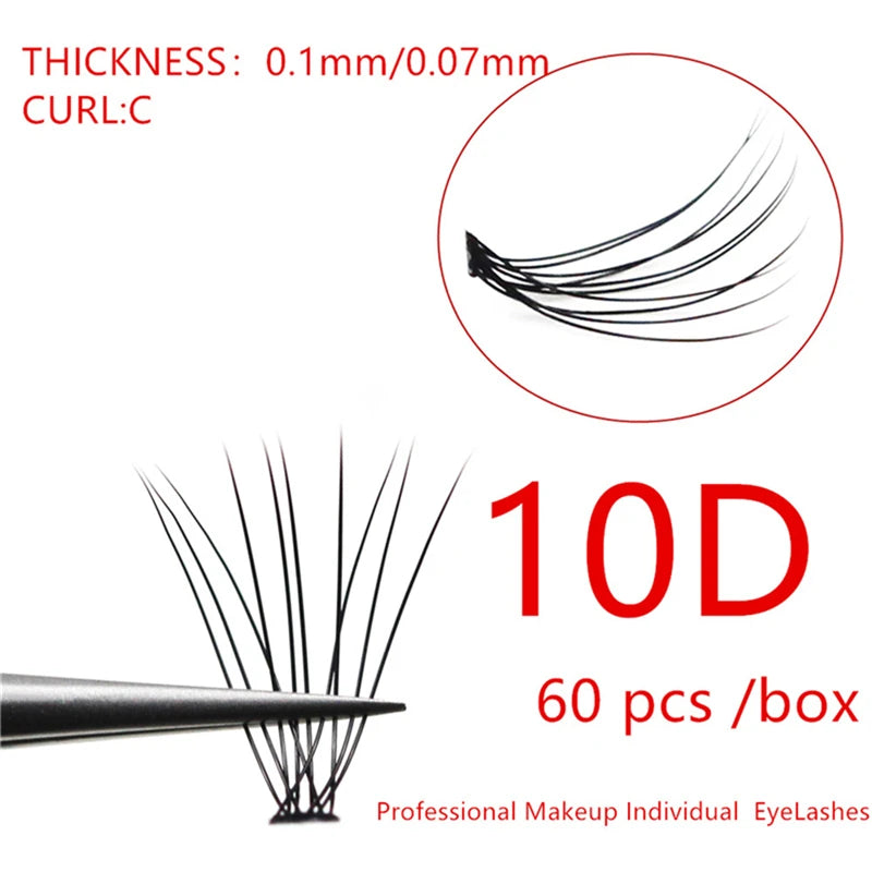 1 Box/60 Bunches Mink Eyelashes Natural 3D Russian Individual Eyelash Extension 10D Eyelash Cluster Makeup Tool Lashes Wholesale