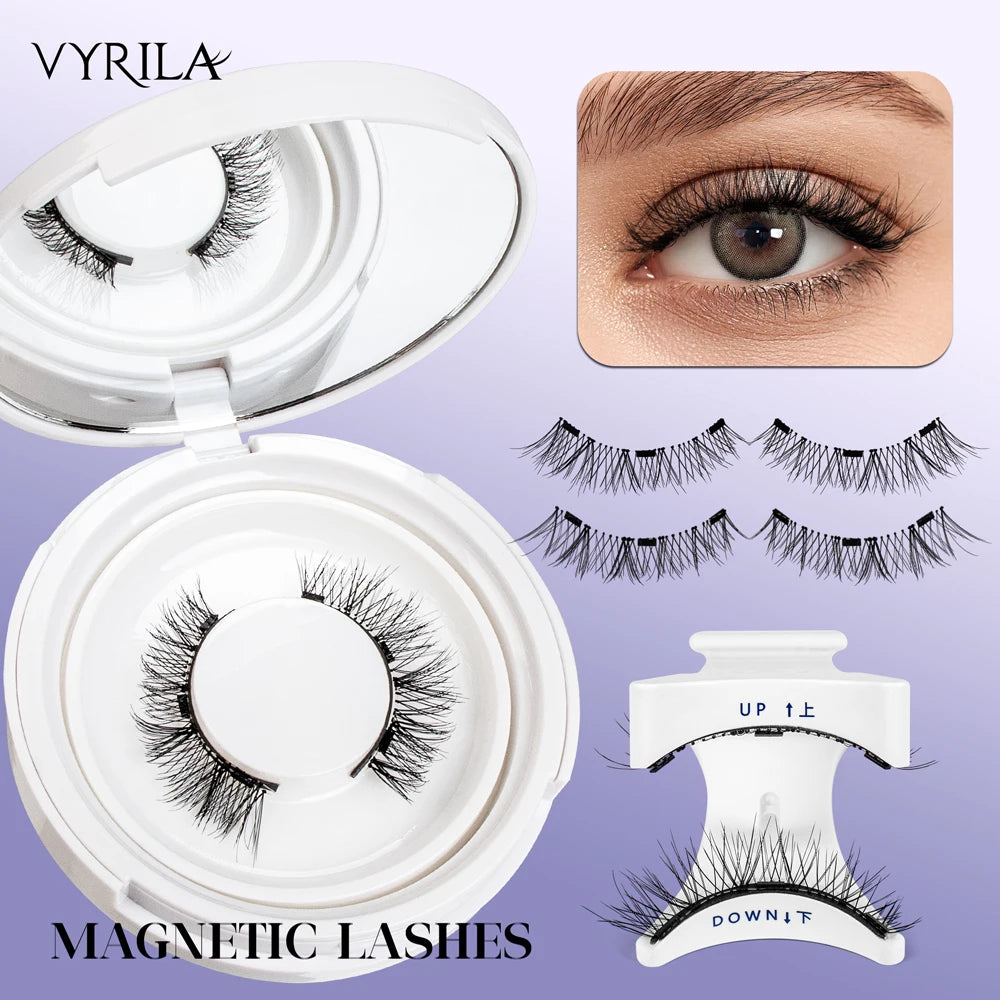 Reusable Magnetic Eyelashes Tweezers Set 1pair Eyelash Extension 3D Lash Curler Natural Thick False Eyelashes No Glue Needed