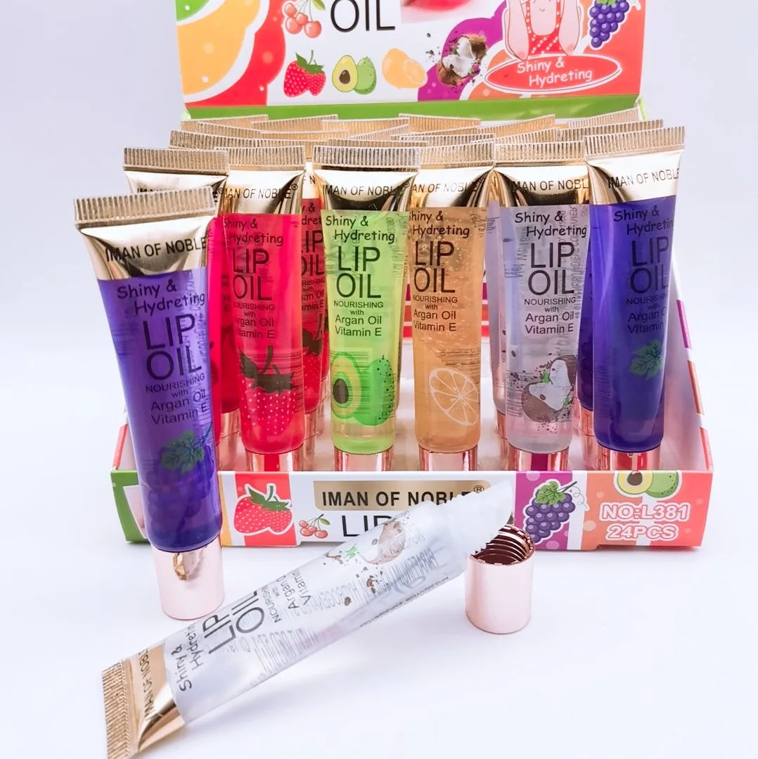 Wholesale 24pcs Fruit Flavor Lip Gloss Vitamin E Transparent Moisturizing Lip Gloss Kids Girls Lip Oil Kawaii Lips Care in Bulk