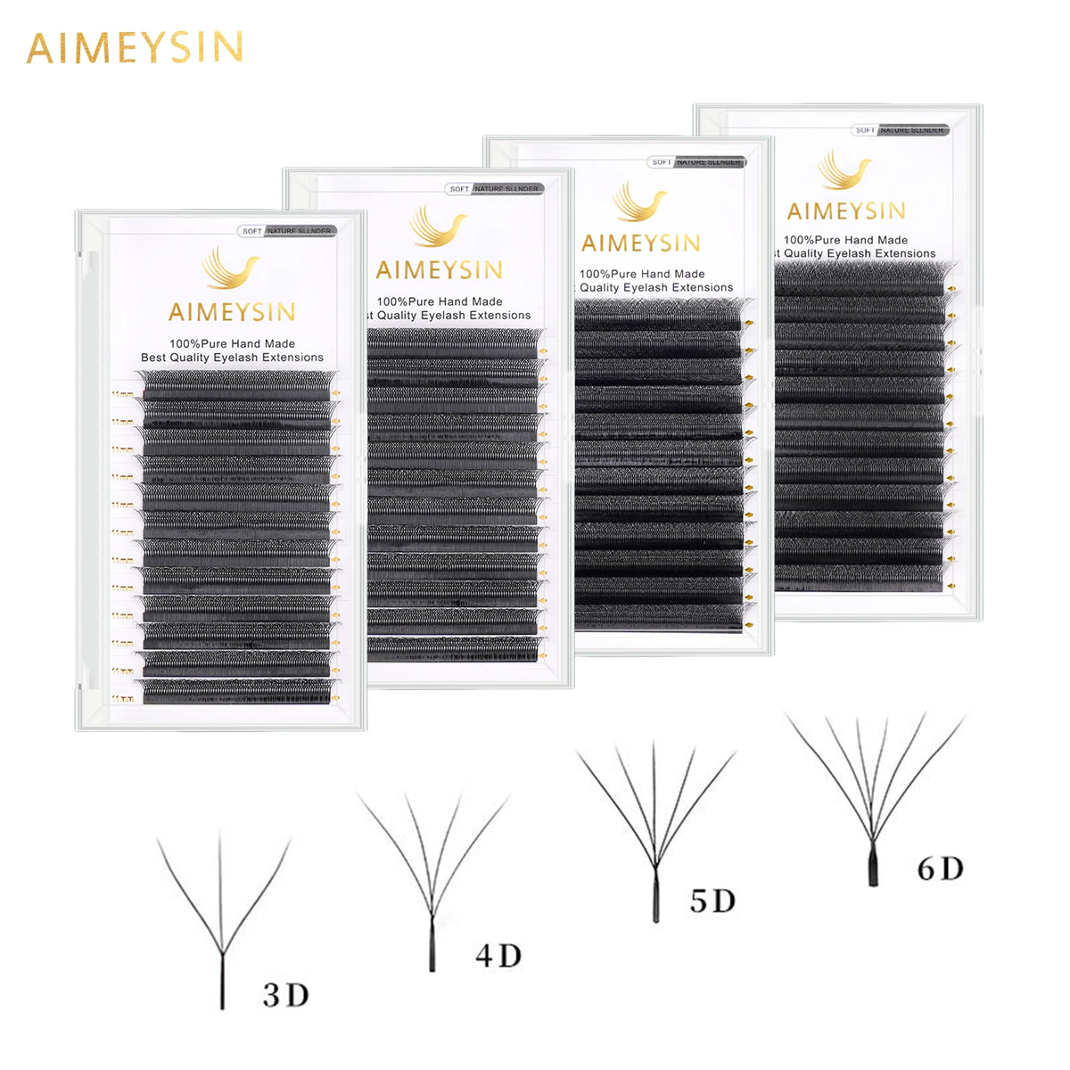 AIMEYSIN W Shaped Bloom 2D 3D 4D 5D 6D Automatic Flowering Premade Fans Eyelash Extensions Natural YY Individual Lashes