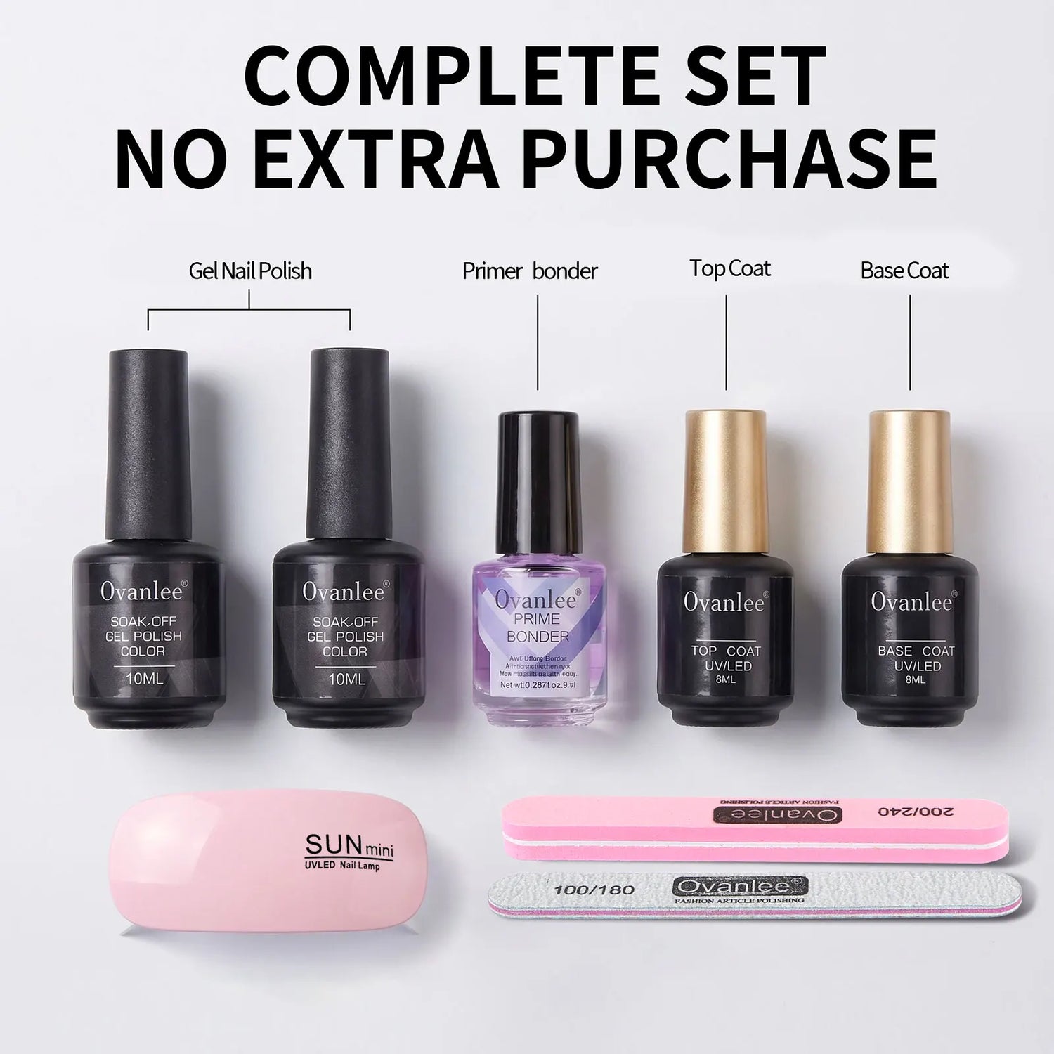 Ovanlee 5-Piece UV Gel Polish Kit with Mini Lamp – Gentle, Low-Odor & Non-Irritating Formula, Complete Manicure Tools Included, Ideal Gift for DIY Nail Art Beginners