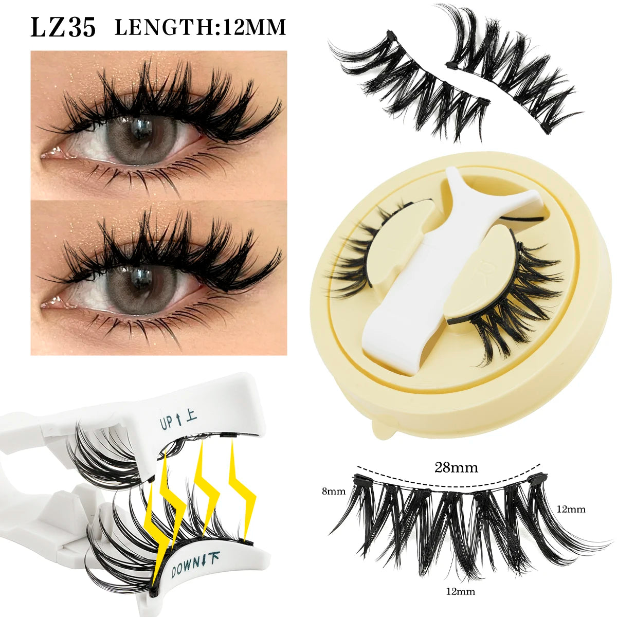 Magnetic Lashes Kit 1Pairs 3D Fake Mink Soft Natural Fluffy Manga Reusable False Eyelashes Free Glue Magnet Band Makeup Tools