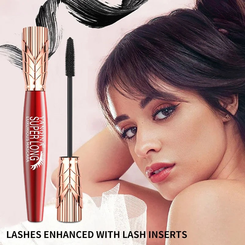 4D Mascara Waterproof Eyelashes Lengthening Long Lasting Gives Lashes Volume，Smudge-Free Lashes Non-caking Make Up Beauty Eyes