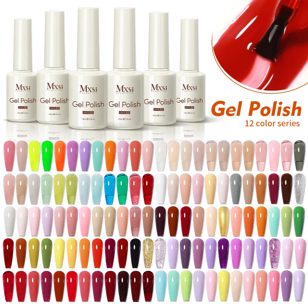 12Pcs/Set 15ml Macaron Gel Nail Polish Set Semi Permanent 120 Colors LED UV Gel Soak Off Nail Art Kit Varnish For Manicure Nails
