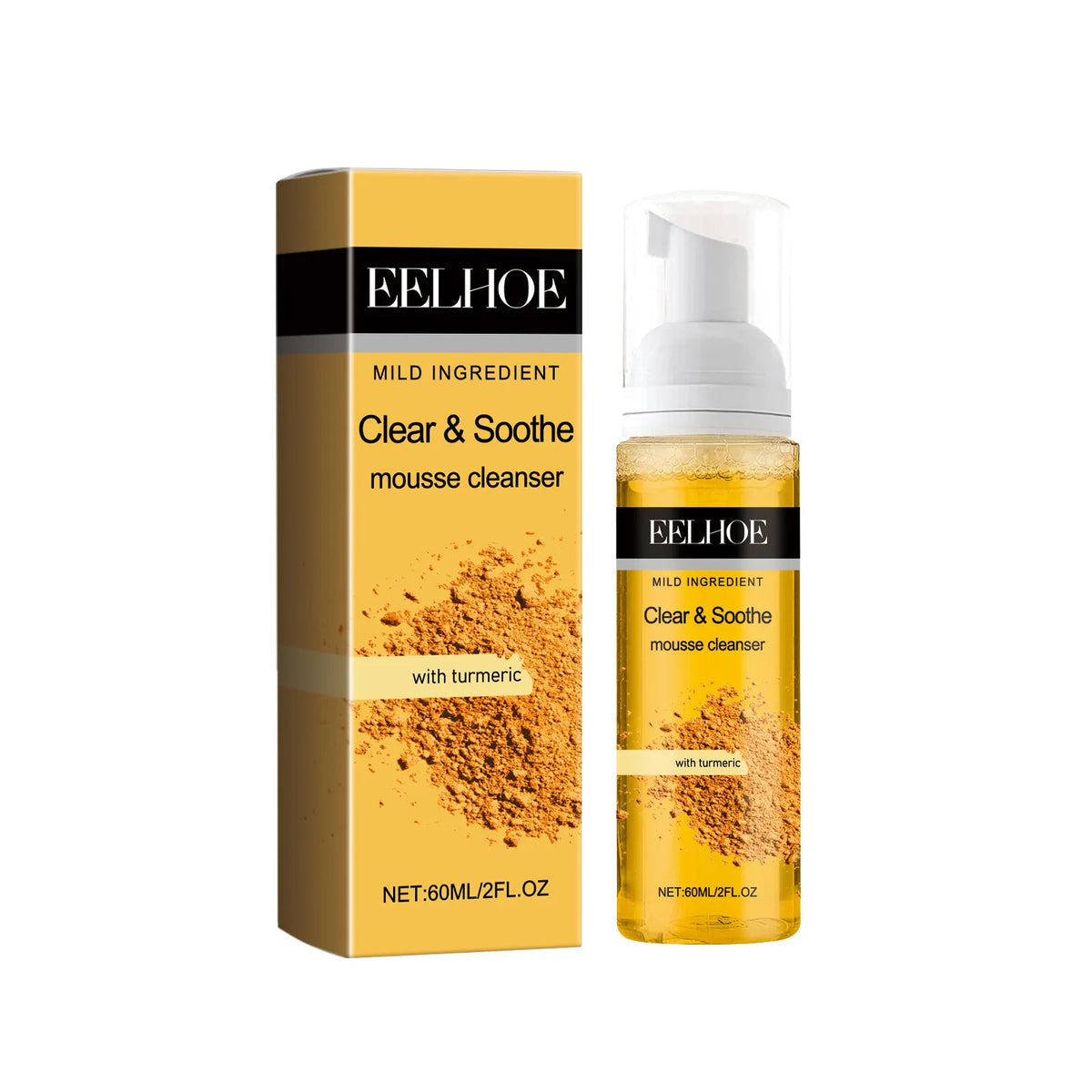 Turmeric Mousse Cleanser Face Cleaning Shrink Pores Oil Control Dull Skin Brightening Hydrated Facial Contour Foaming Cleanser