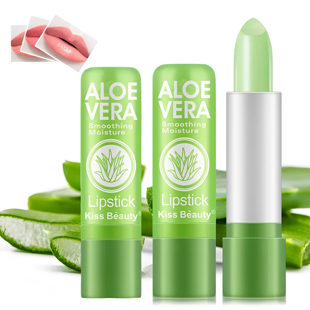 2pcs Aloe Vera Lip Balm Magic Color Changing Lipstick Moisturizing Nourishing Lip Gloss Temperature Change Lip Makeup Care