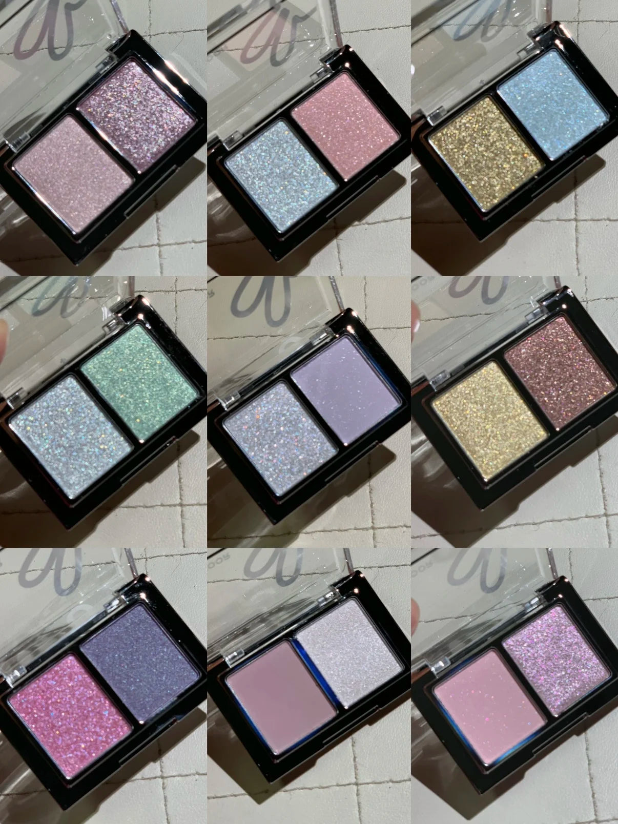 HYNTOOR Dual Eyeshadow Palette Matte Shimmer Glitter Eyeshadow Palette Portable Long Lasting Fine Flash Eye Makeup Cosmetic