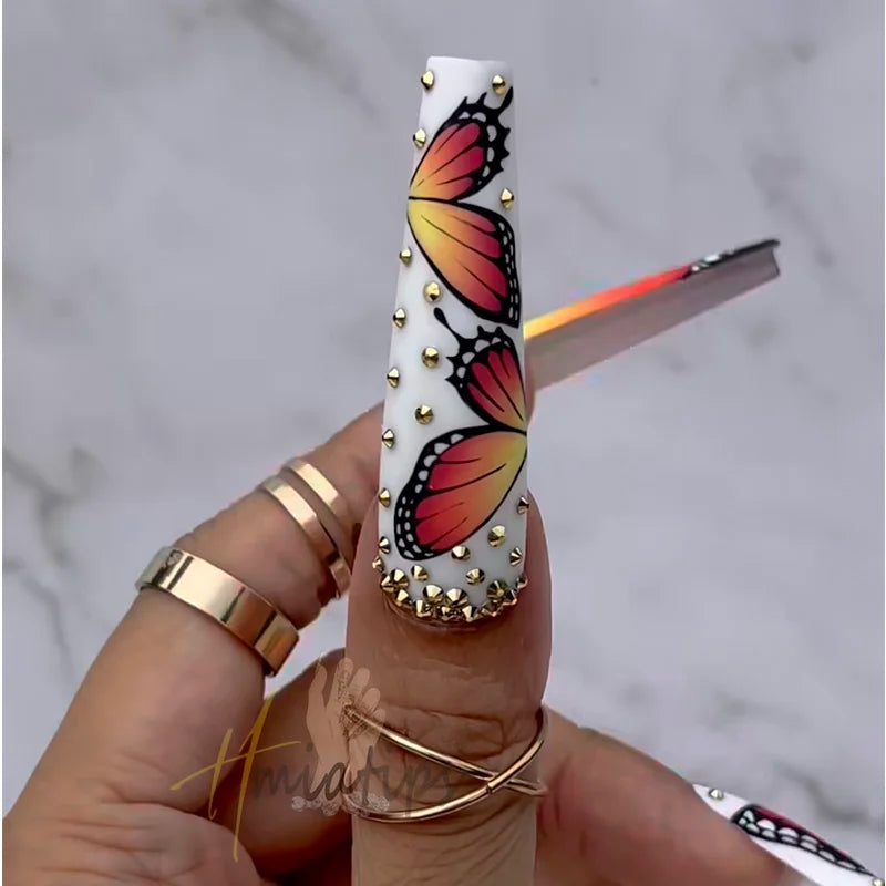 10 Rolls Butterfly Print Transfer Paper Nail Art Foil Luxury Animal Pattern Decals Wraps Tips Stickers Manicure Decorations