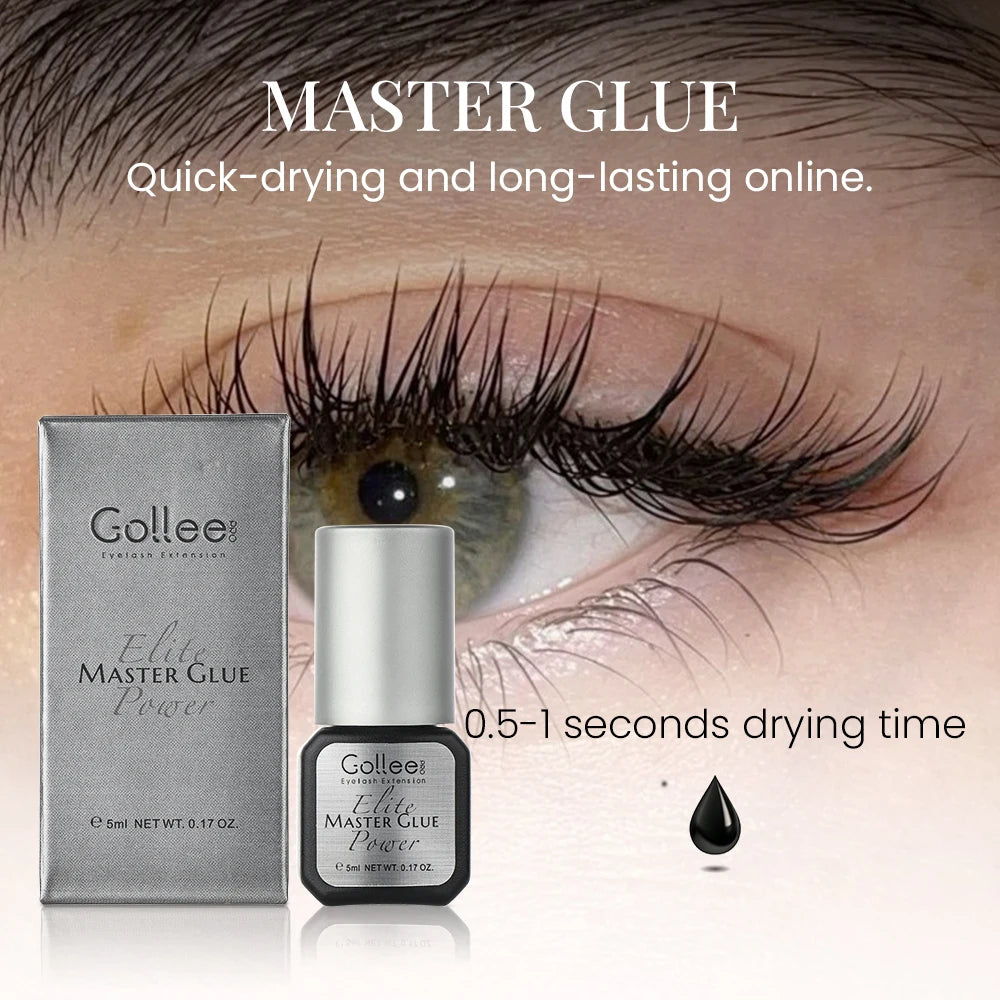 Gollee 0.5s Fast Drying Latex-free Lasting 6-8 Weeks Eyelash Extension Glue 5ml Professional Artist Glue Lashes Extension Bonder