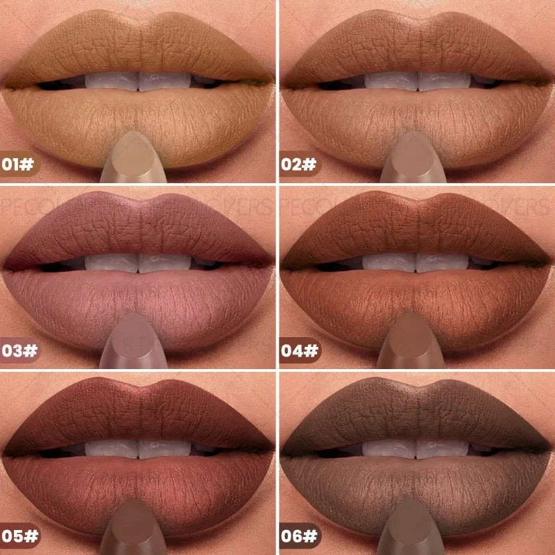 1pcs Multi-color Lipstick, Brown Lip Gloss,non-dry Lip Gloss, Waterproof and Long-lasting, Full and Charming Lips, Lip Cosmetics