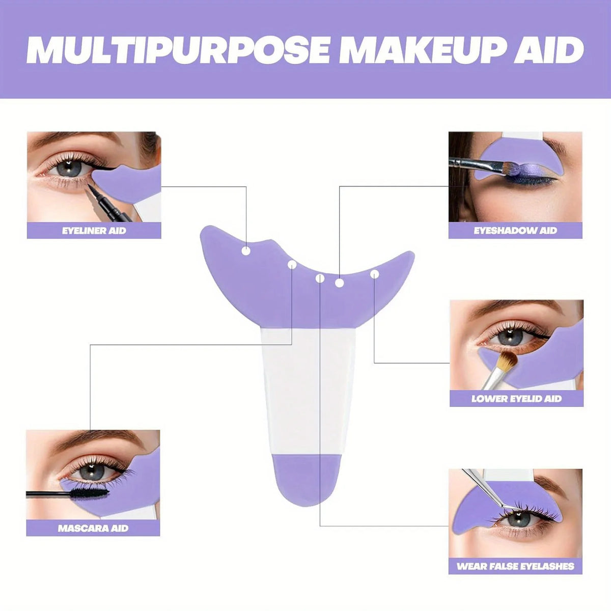 3-in-1 Silicone Eye Makeup Assistant Tool - Mascara Shield, Eyeliner Guide & Detachable Eyeshadow Applicator Eye Makeup Brushes