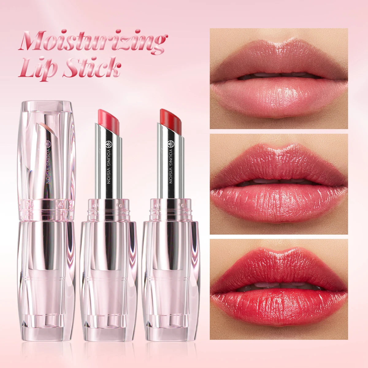 6 Colors Crystal Glossy Tinted Lip Balm – Moisturizing, Shimmer Finish, Long-Lasting Hydration in Transparent Tube