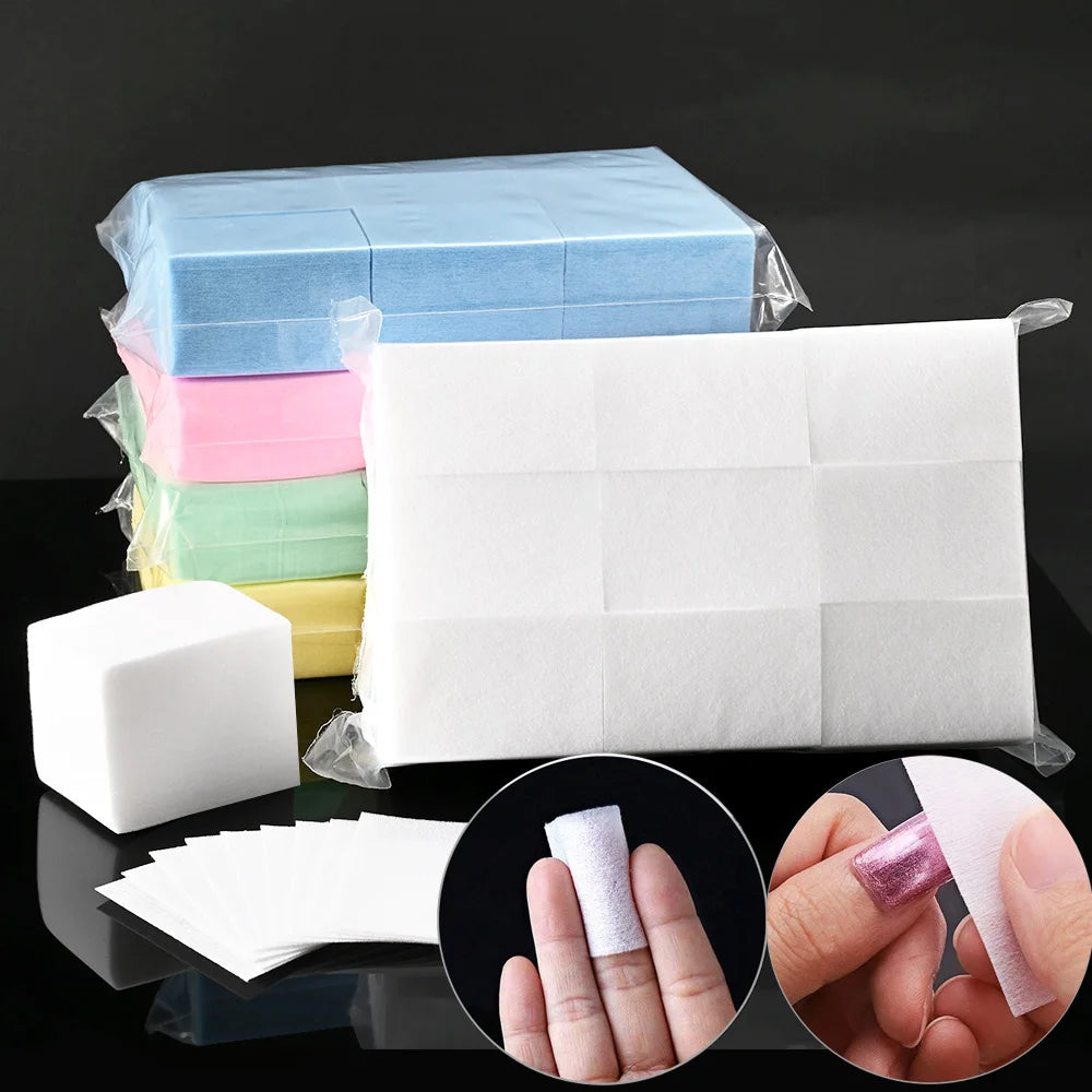 100/600pcs/Lot Lint Free Nail Wipes 5colors Gel Nail Polish Remover Coffon Pads for Beauty Makeup Cleaning Manicure Salon Tools