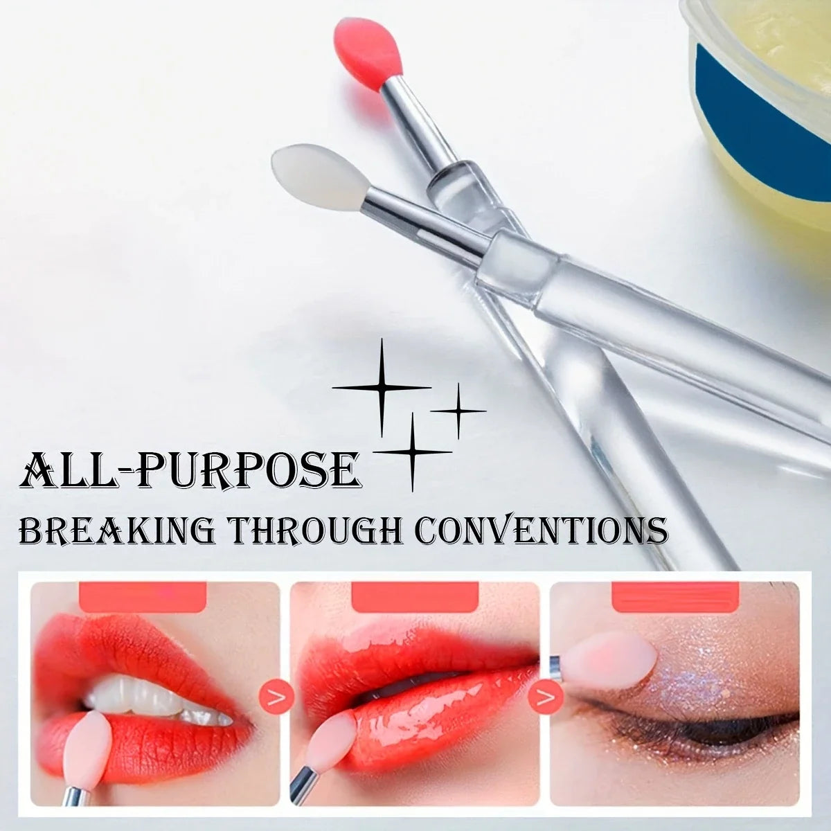 1/3/10pcs Portable Silicone Lip Brush with Cover Soft Multifunction Lip Balm Applicator Lipstick Lipgloss Makeup Brush Reusable