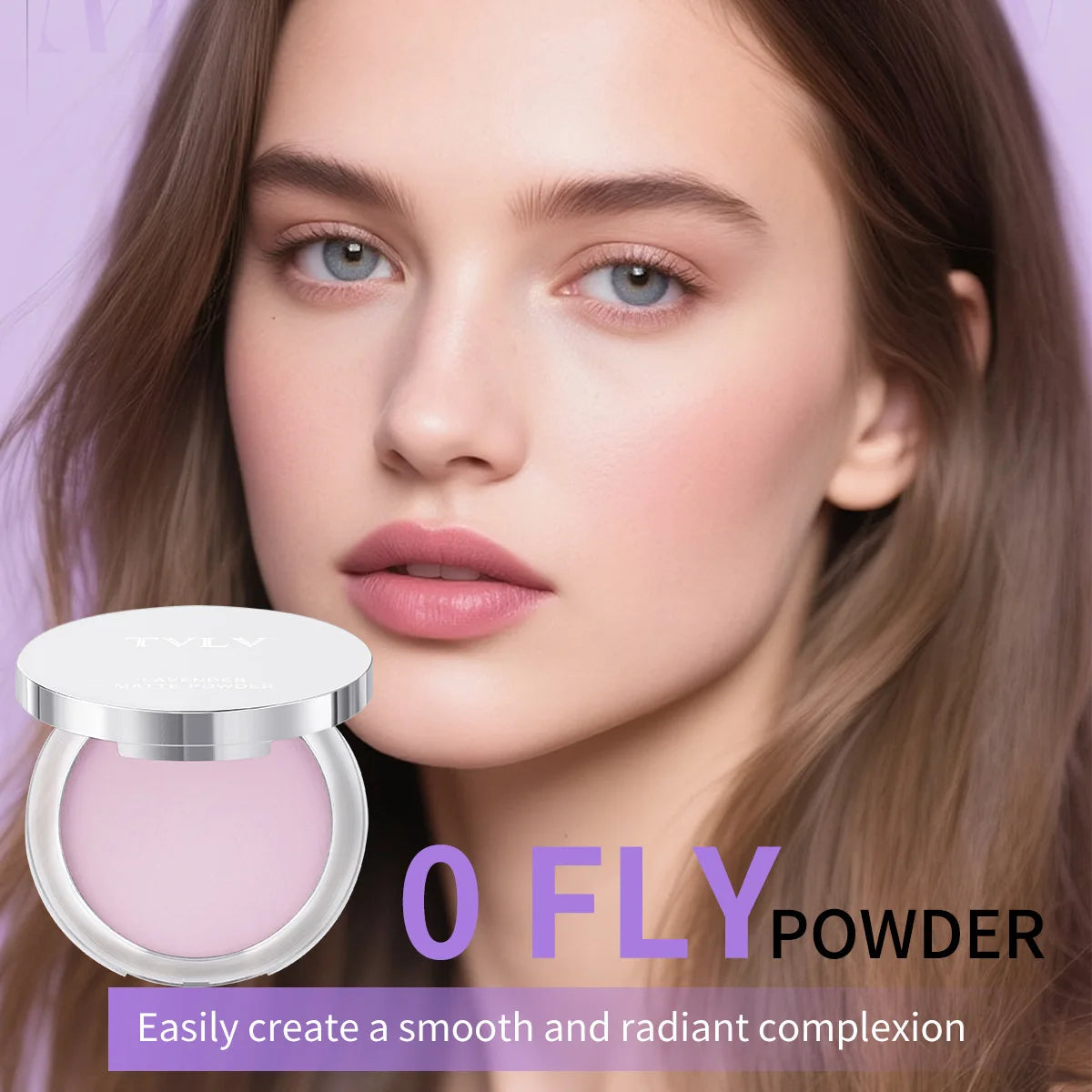 Lavender Pressed Powder Matte Powder Lasting Oil Control Full Coverage Face Compact Setting Powder Makeup Foundation Cosmetics
