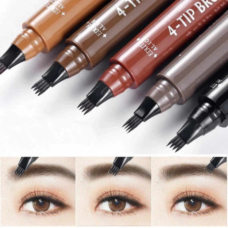 4 Fork Tip Eyebrow Tattoo Pencil 5 Colors Eyebrow Waterproof Pen Long Lasting Natural Dark Brown Liquid Eye Brow Pencil Makeup
