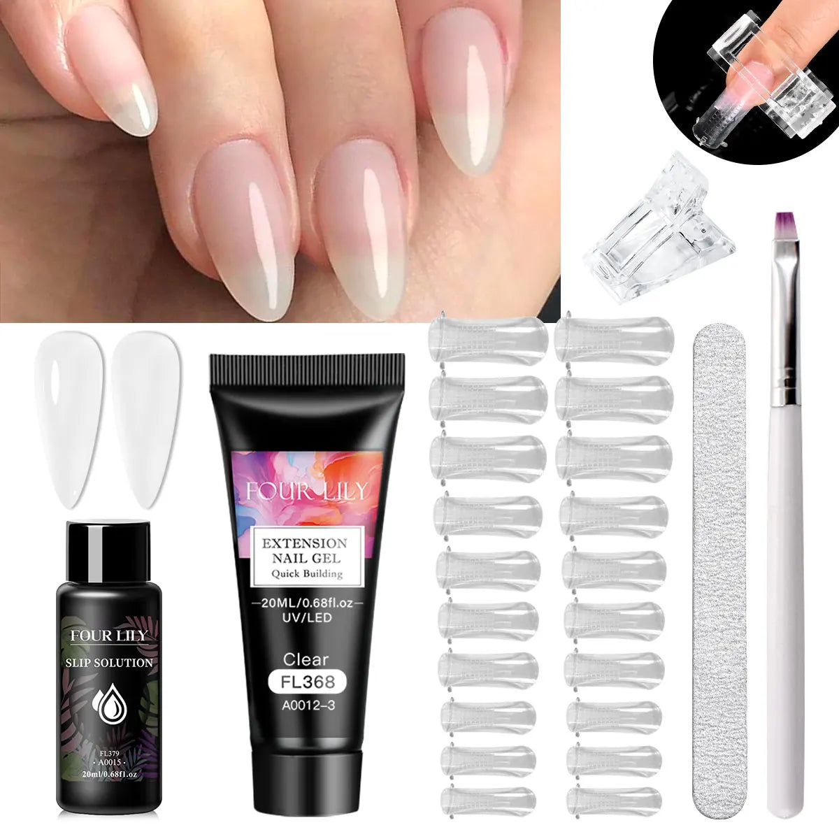 20ml Quick Extension Gel Nail Polish Set Nude Pink Milk White Long Lasting Building Gel Polish Kits for Nail Art Manicure Vernis