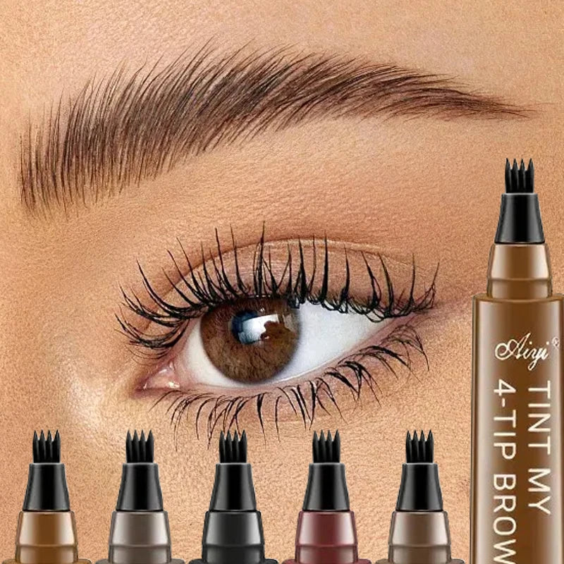 5 Colors 4 Point Eyebrow Pencil Waterproof Liquid Black Brown Eyebrow Pen Makeup Long Lasting Cosmetic 4 Split Tip Brow Pencil