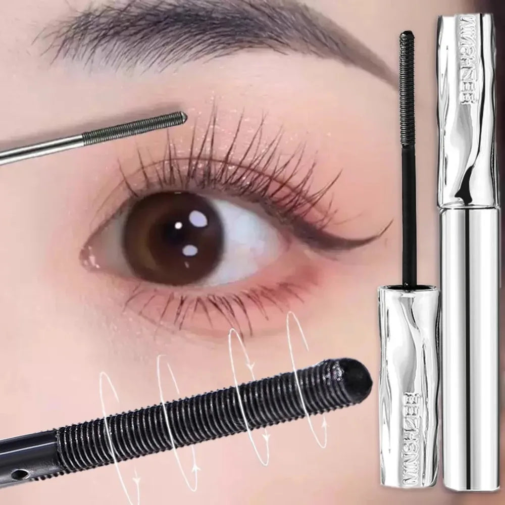 Steel Tube Mascara-Special Spiral Brush,Waterproof LongLasting Silk Fiber Mascara,keep Each Eyelash Curled for aLong Time Makeup