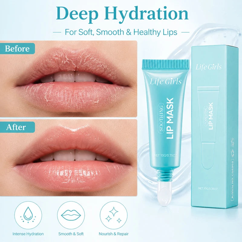 Life Girls Overnight Lip Mask Hydrating Peel-Off Lip Care Balm for Dry Chapped Lips, Glossy Moisturizing Lip Treatment