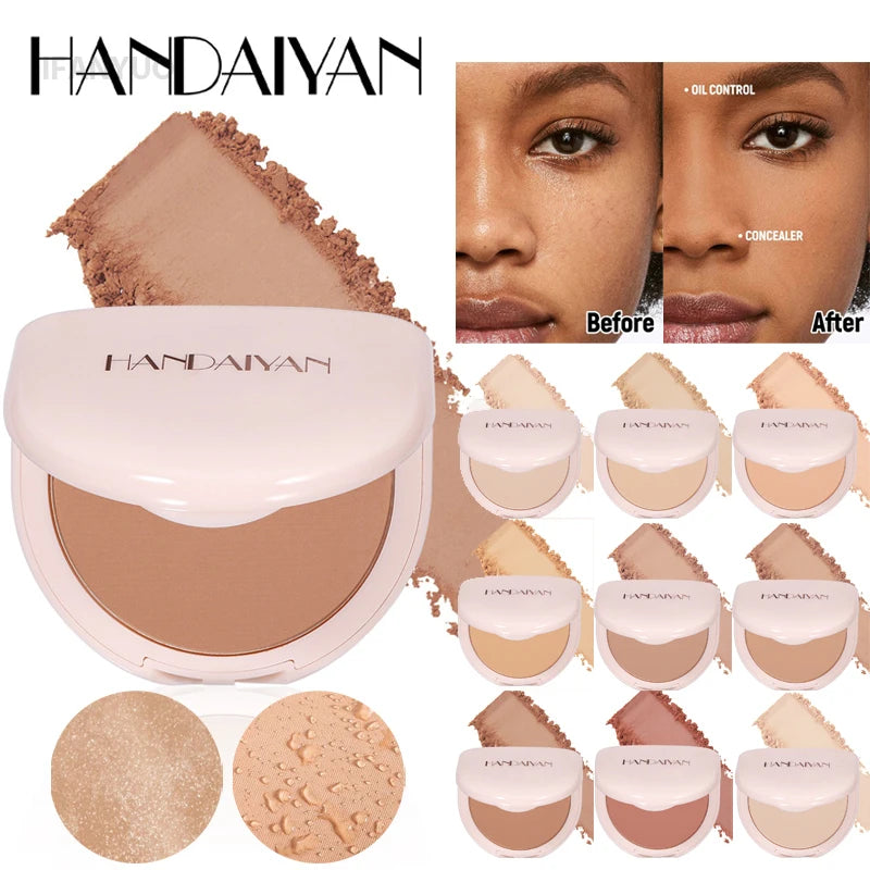 8Colors Matte Face Pressed Powder 24 Hours Oil Control Natural Setting Powder Foundation Full Coverage Waterproof Lasting Makeup