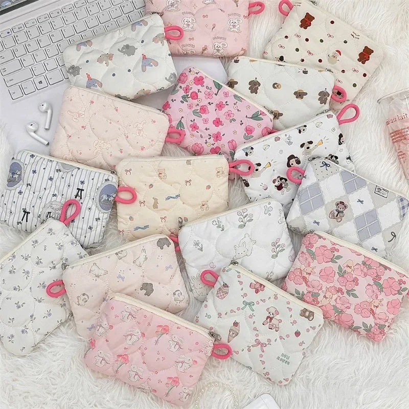 Women Mini Makeup Handbags Wallet Pouch Bag Cute Cartoon Small Travel Cosmetic Lipstick Earphone Card Portable Storage Bag Purse