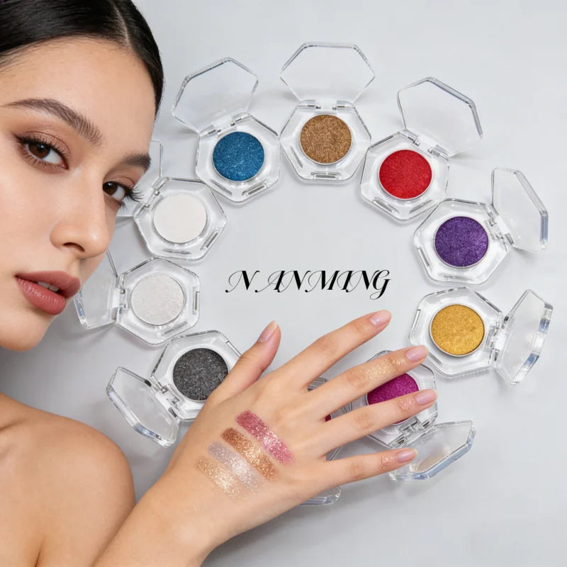 Monochrome Flash Eye Shadow Plate Is Delicate,Clear,Shiny, Pearly,Broken Diamond,Waterproof Long-lasting Color Eye Shadow Cream