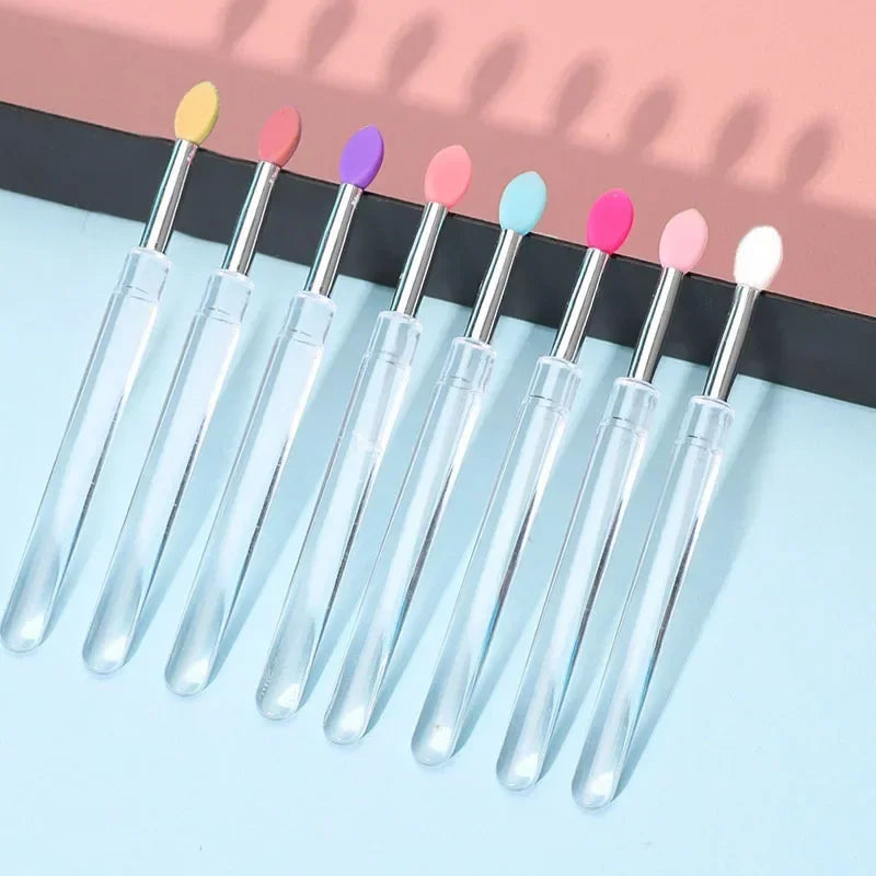 3/5/10Pcs Soft Silicone Lipstick Brush Lip Stick Applicator Portable Clear Handle Clean Microbrush Lipgloss Beauty Tool