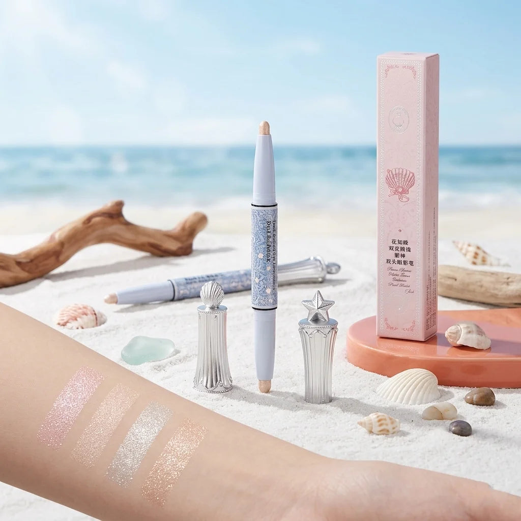 Flower Knows Shell's Jewel Dual-Ended Highlighting Stick Mermaid Glow Contour Pen Long Lasting Waterproof Makeup Highlighter