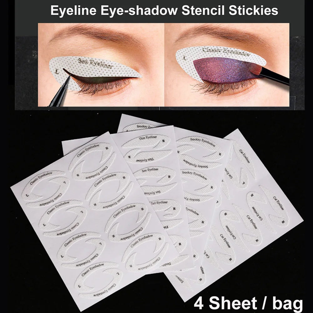 4 Sheets Makeup Template Sticker Eyebrow Stencil Tools Eyeliner Eye Shadow Stencil Sticker