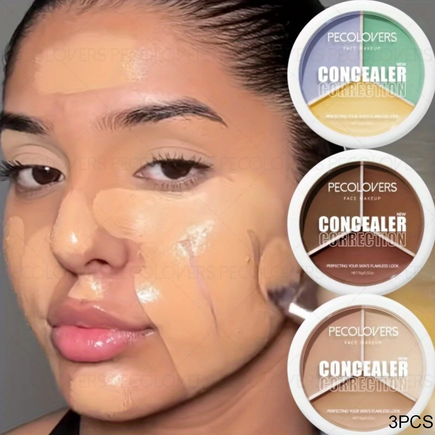3PCS/Set Waterproof Concealer Cream Lasting Full Cover Acne Mark Dark Circles Eye Contour Concealer Tri-color Makeup Palette Moisturizing Face Makeup Cometics