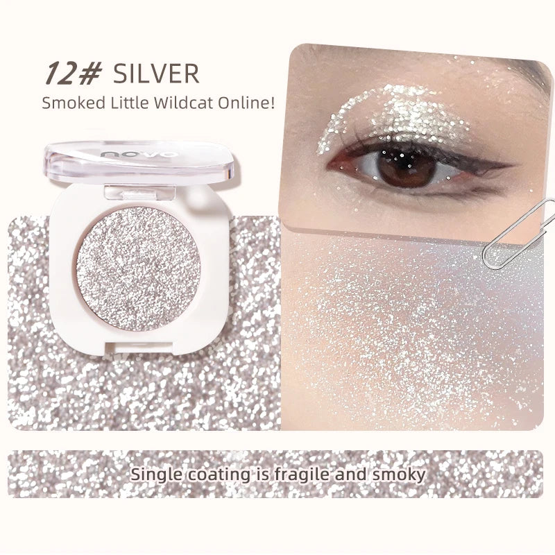 Diamond Silver Eyeshadow Lasting Waterproof Monochrome Shiny Eye Makeup Palette Shimmer Matte Grey Pink Brown Eye Shadow Cosmeti