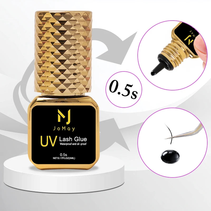 JOMAY Super Fast Strong Black UV Glue For Eyelash Extension 0.5S UV glue lash extension supplies Professional Adhesive UV