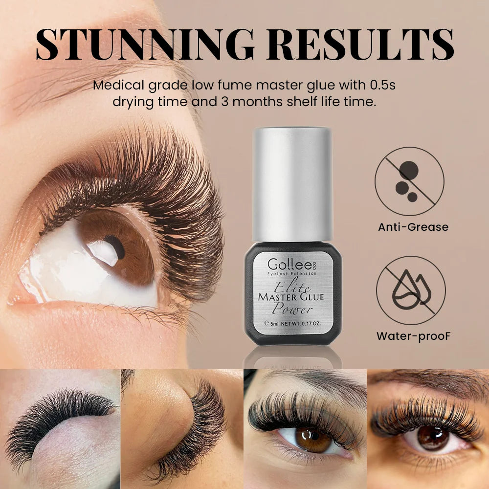 Gollee 0.5s Fast Drying Latex-free Lasting 6-8 Weeks Eyelash Extension Glue 5ml Professional Artist Glue Lashes Extension Bonder