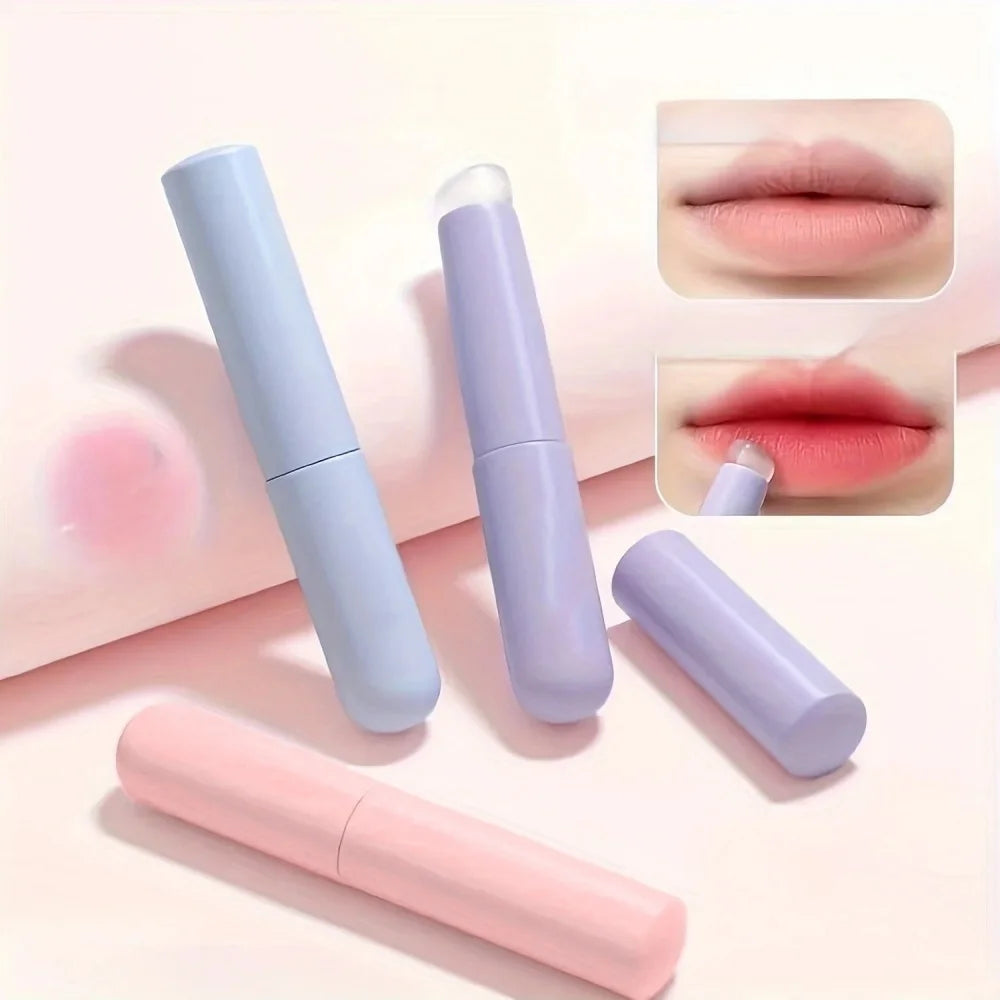 Silicone Lip Brushes with Protective Cap, Portable Lipstick & Lip Balm Applicator with Plastic Handle, Perfect Blending & Smudge