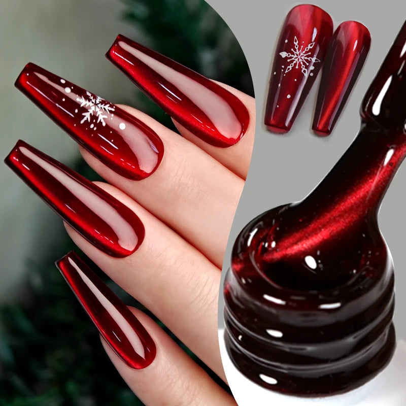 BORN PRETTY 10ml Mirror Metal Ruby Red Cat Magnetic Gel Semi Permanent Soak Off UV Gel Manicure Nail Art Varnish