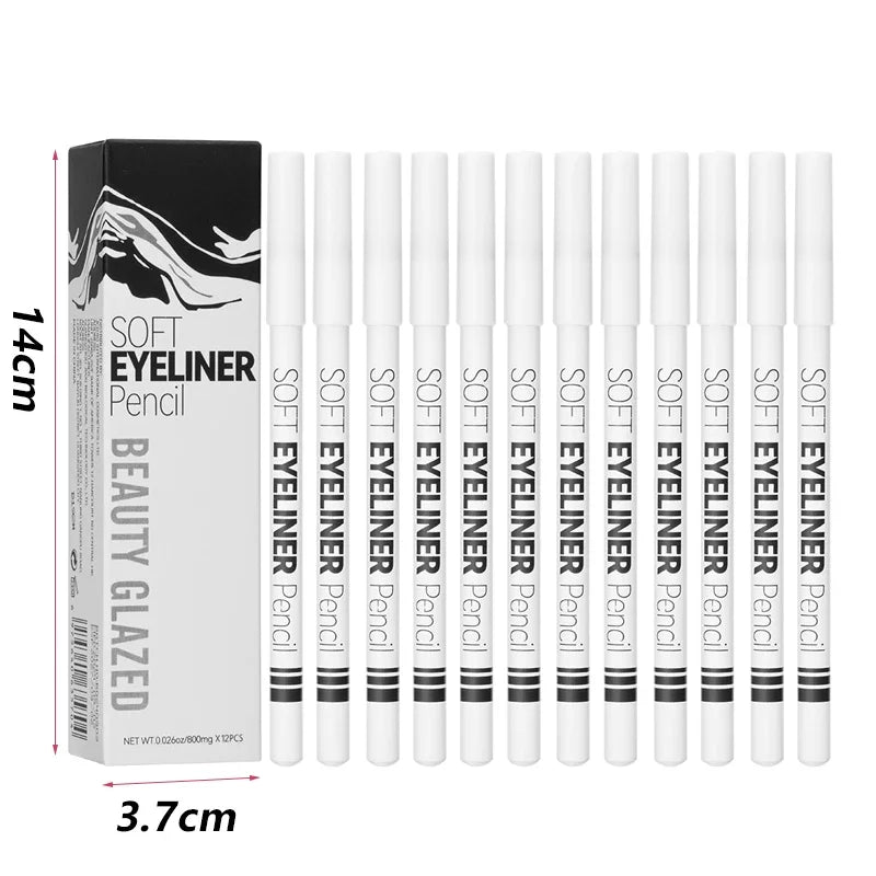 Waterproof White Eyeliner Pencil Smooth Easy Wear Long-Lasting Eye Brightener Fashion Makeup Tool for Smooth Application