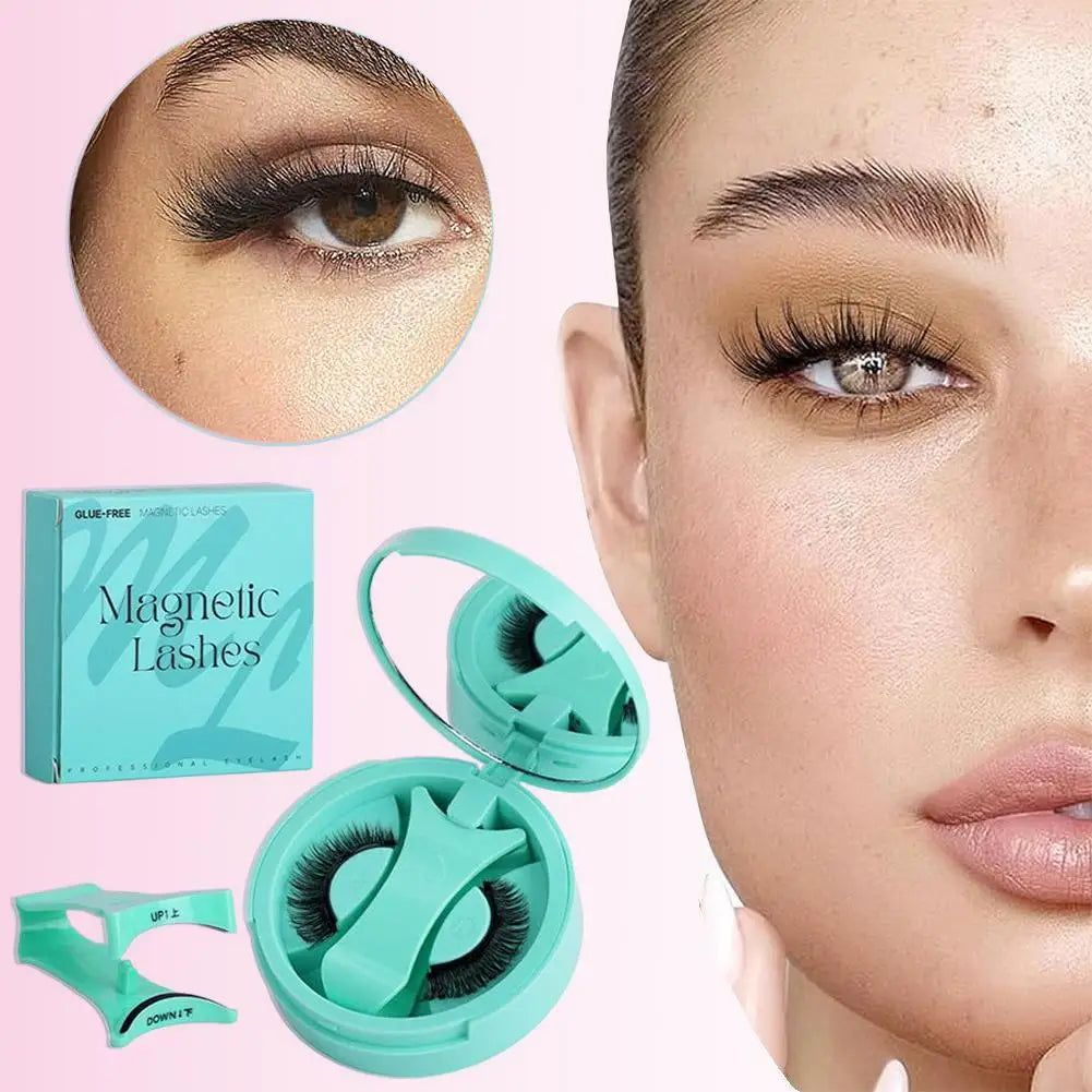 Magnetic Fake Eyelashes Set Reusable 3D Glue-free Waterproof Natural False Eyelashes With Travel-friendly Applicator
